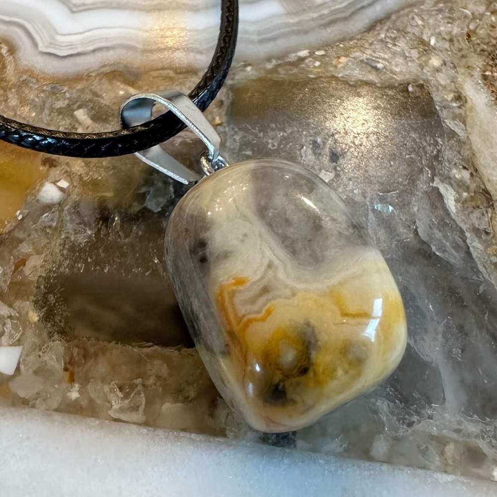 3077 Artisan Stone Pendant Necklace with Silver Accent